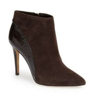 Vince Camuto Kasi Bootie - Dark Roast Suede with Snake Skin